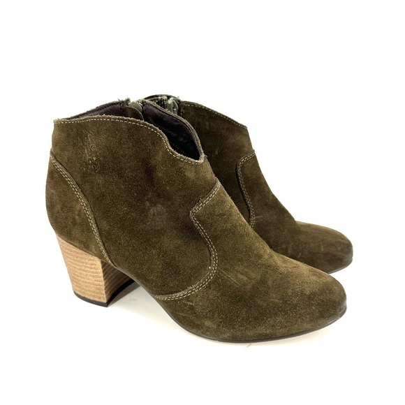 Steve Madden Size 7.5 Harrlee Boots Suede Leather Ankle Booties Green Western - Picture 11 of 11